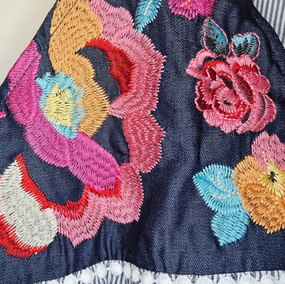 Savanna Jane - Floral Embroidered Blue Sleeveless Top - Picture 5 of 7